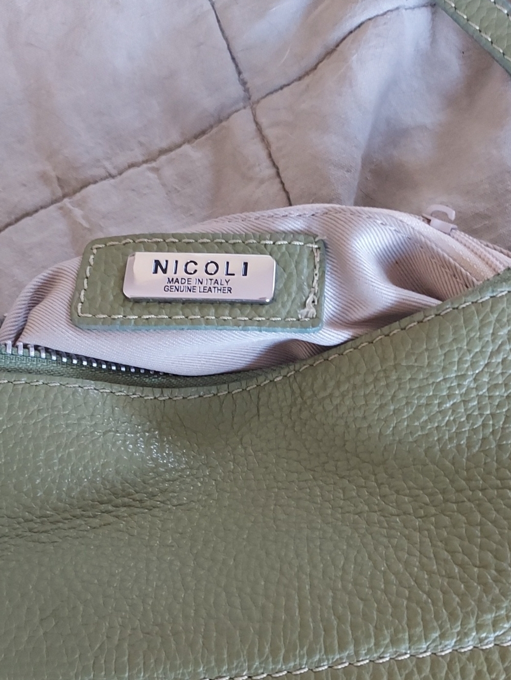 Italian Leather Green Crossbody - Picture 3 of 10
